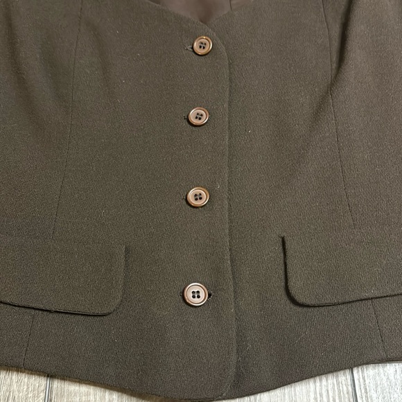 Women’s dark brown Limited button up vest 100% wool size large - Picture 2 of 8